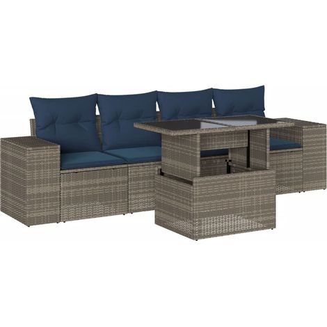 Maison Exclusive - Set Divani da Giardino 5 pz con Cuscini Grigio in Polyrattan