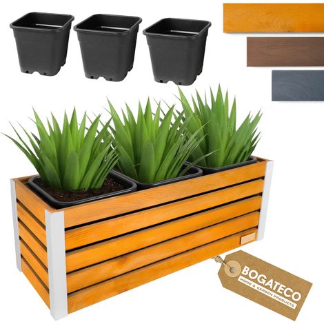 Jardinière Bois Bogateco 37x100x36 cm avec Bac Brun Clair (1/5)