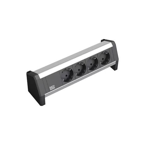 Bachmann 339.1000 Steckdosenleiste 4fach Schwarz, Aluminium Schutzkontakt 1 St. (1/2)