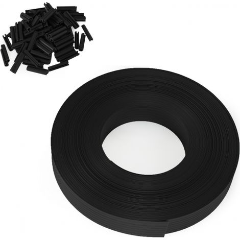 Idmarket – Kit de lamelles occultantes PVC noires 60 M – Pour grillage rigide – 100 clips fournis – Couleur noire – Largeur 46 mm