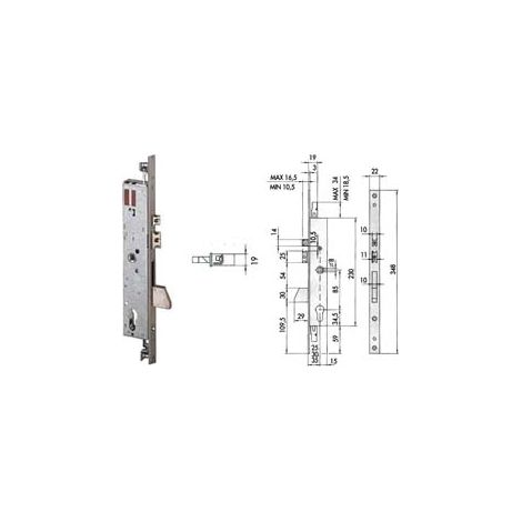 ELETTROSERRATURA TRIPLICE INFILARE PER MONTANTI QUADRO E SCROCCO 16225  mm.35 (16225350)    CISA