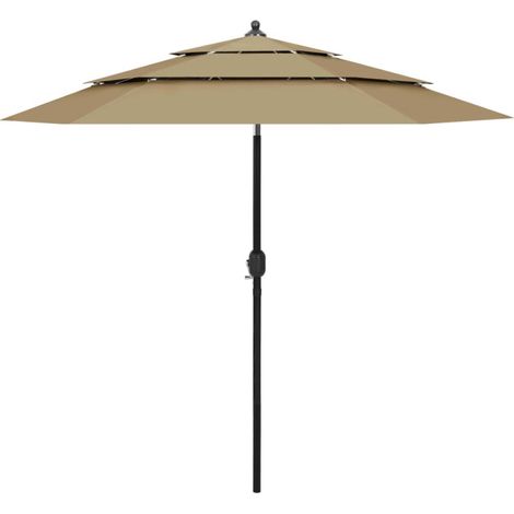 vidaXL 3-Tier Garden Parasol with Aluminium Pole Taupe 2,5 m