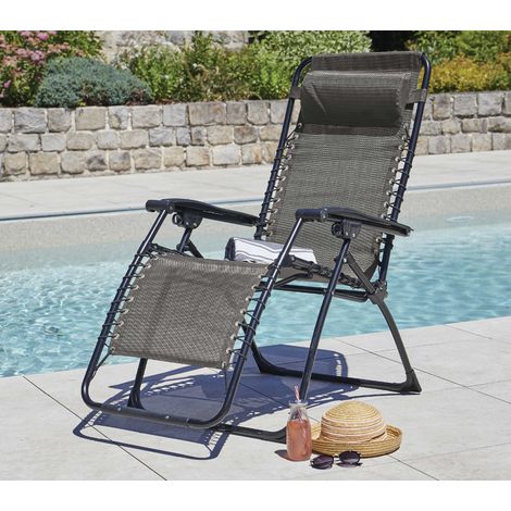 Fauteuil relax inclinable de jardin Taupe 65x88 cm (1/2)