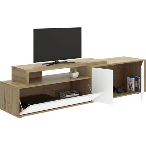 Benton TV-Schrank, Modulierbar, 5 Regale, 3 Türen, 40x185x47h cm Weiß