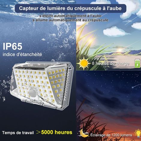 2er-Set Solar-Außenleuchten mit Bewegungsmelder, IP65 wasserdichte LED-Fluter, Außenwandleuchten, Solarstrahler mit 3 Modi, Beleuchtung für Garten, Garage, Carport, Terrasse, Haus, Weiß (1/5)