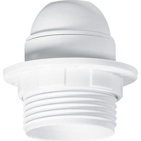 Douille pour ampoule E27 - avec bague - plastique blanc