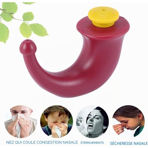 Pot De Yoga Rinçage Nasal Lavage Du Nez Neti Pot De Yoga Pour Le Nez Rrigation Des Sinus Nettoyeur De Corne Rouge (2 Pièces) (1/5)