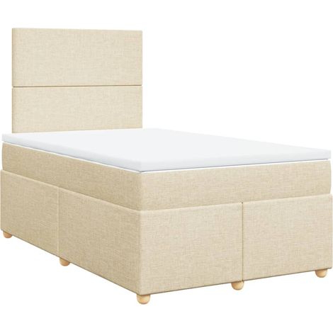 Maison Exclusive - Sommier à lattes de lit avec matelas crème 120x190 cm tissu (1/5)