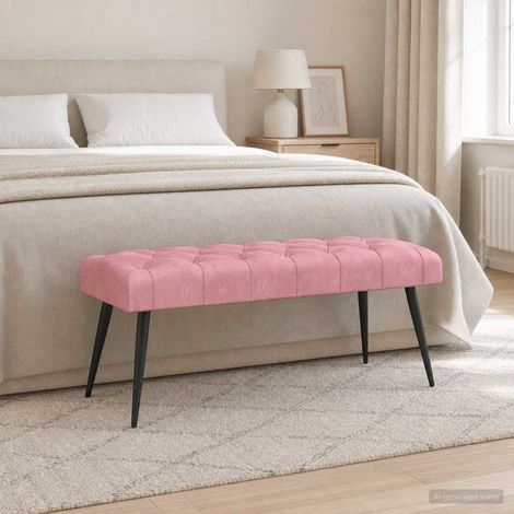 vidaXL Banc avec capitonnage bouton Rose 110 x 40 x 46 cm Velours (1/5)