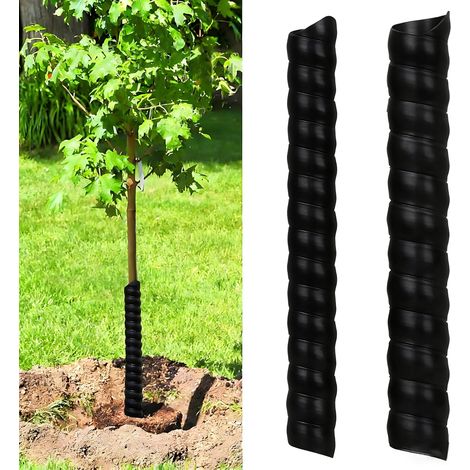 Lot de 2 Protection de Tronc d'arbre en Spirale 40CM de Hauteur Protections d'arbre en Plastique 2 Tailles Tube Protecteur de Arbre d'Enveloppe d'Écorce Contre Les Animaux Sauvages (Noir) (1/5)