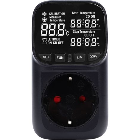 Prise de sortie de Thermostat avec écran VA, contrôleur de température de compte à rebours pour serre d'aquarium-40 ℃ à 120 ℃, boîtier noir EU (1/5)