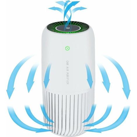 Purificateur d'Air avec Véritable Filtre HEPA avec Lumière UV-C, Mini Purificateur d'Air Elimine 99,97% de Fumée Allergènes Poussière, Purificateur d'Air pour Voiture et Bureau (Blanc) (1/4)