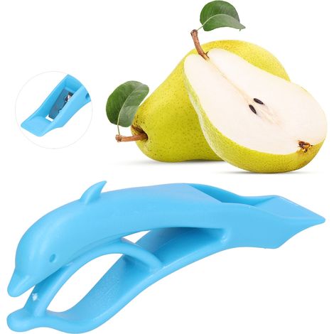 Delfinförmiger Obstschäler, manuell, multifunktional, Küchengerät zum Schälen von Birnen und Kartoffeln (blau) (1/5)