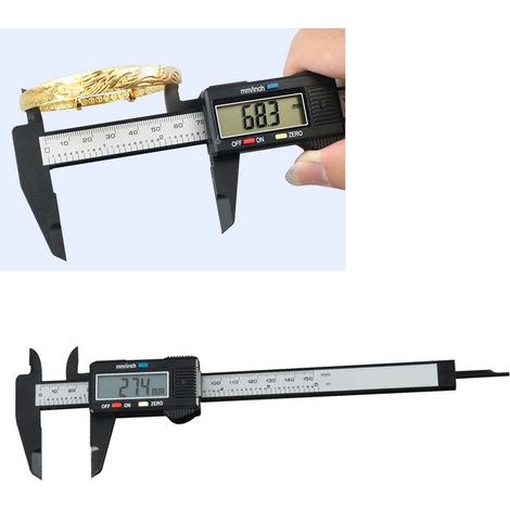 Elektronischer digitaler Messschieber 0–150 mm, Nonius-Messwerkzeug mit metrischer/Zoll-Umrechnung, schwarz (1/5)