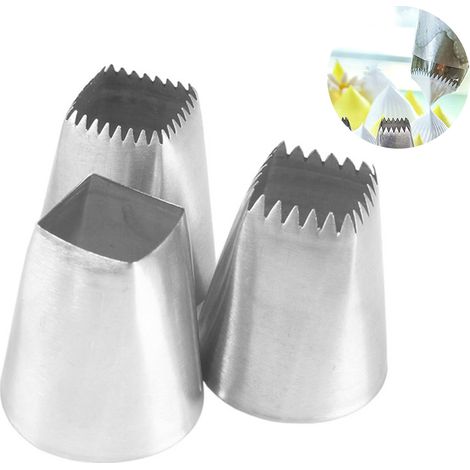 Lot de 3 buses à pâtisserie en acier inoxydable pour décoration de gâteaux, outils de cuisson