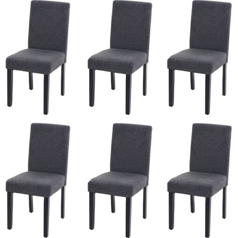 [NON UTILIZZATO] Set 6x sedie Littau tessuto soggiorno cucina sala da pranzo 43x56x90cm antracite piedi scuri (1/5)