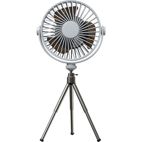 Ventilateur de Camping Portable Rechargeable 2000mAh, Ventilateur Anti-Moustique avec Lampe LED et Trépied, Lumière Suspendue Multifonction pour Extérieur, Pêche, Randonnée - Blanc