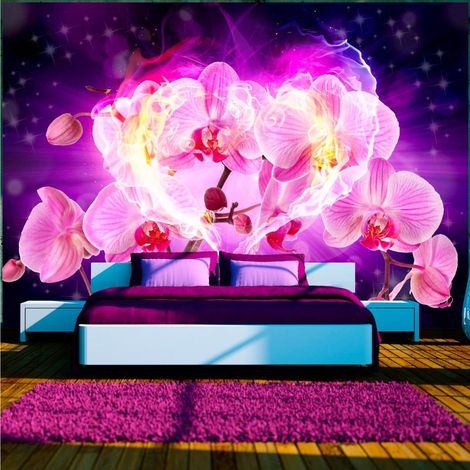 Papier peint orchidées en flammes - 200 x 140 cm (1/4)
