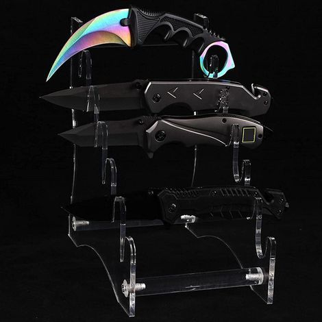 Présentoir à Couteaux Transparent - Support pour Table en Acrylique 2D Porte-Couteaux Transparents, Porte-Couverts comptoir, présentoir à Couteaux pour Organiser et Ranger (1/5)
