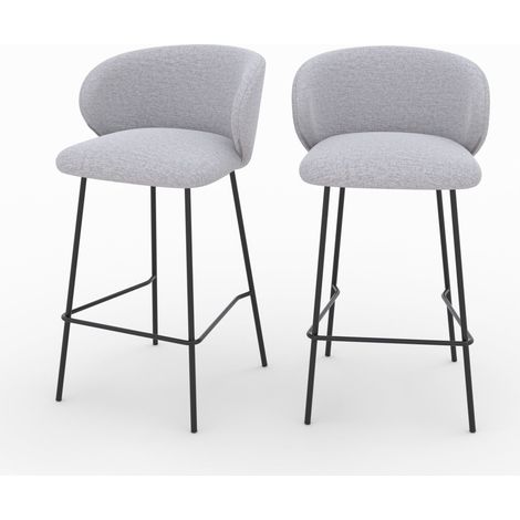 Set de 2 sillas para isla central en tela gris claro 68 cm - Victoria
