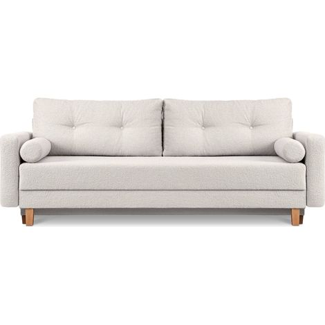 KONSIMO ERISO Schlafsofa 3-Personen mit ausziehbare Liegfläche 196x150 cm, Weiss (1/5)