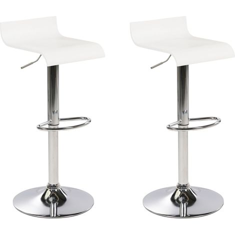 Set di 2 sgabelli Alto Legno Bianco con Poggiapiedi Girevole Altezza Regolabile Valencia