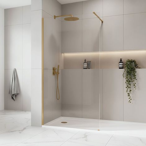 PARETE DOCCIA FISSA REA FLEXI 80 WALK-IN BRUSHED GOLD (1/4)