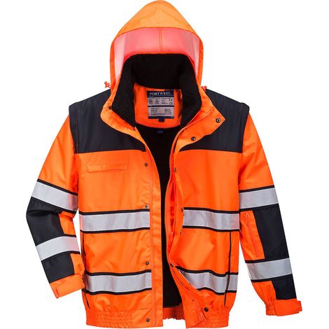Blouson HiVis 3 en 1 couleur : Orange/Noir taille XXL - PORTWEST