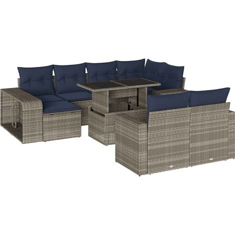 Maison Exclusive - Set Divani da Giardino 11 pz con Cuscini Grigio in Polyrattan (1/5)