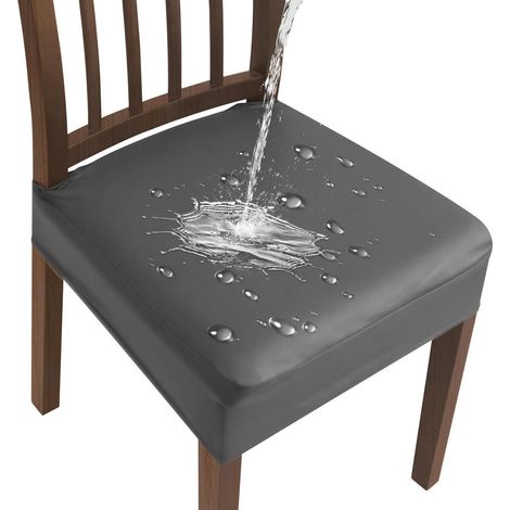Housse de chaise imperméable extensible gris pour salle à manger, bureau (1/5)