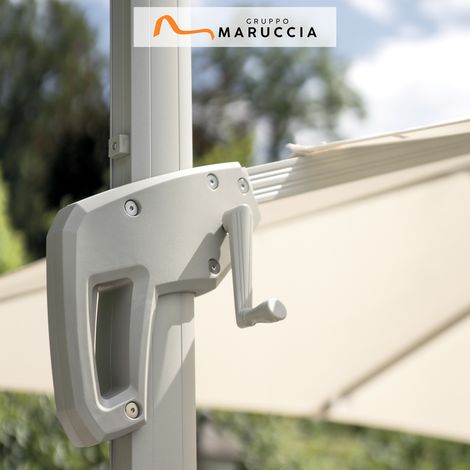Ombrellone palo laterale professionale 3 x 4 m beige con telo bianco (1/4)