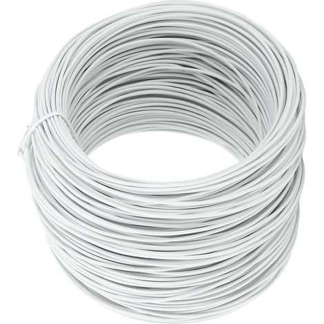 Rouleau de fil de ligature en fer galvanisé, 0,75 mm, 50 m, gainé PVC, pour la ligature de barres d'armature et de câbles à fibres optiques, blanc (1/5)