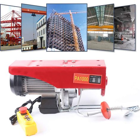 220V Elektrische Seilwinde, 500kg/1000kg Elektrische Flaschenzug Kran Hub Seilzug Motorwinde Seilhebezug Mit Fernbedienung (1000kg)