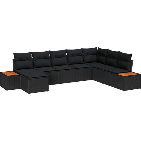 Maison Exclusive - Set Divano da Giardino con cuscino 9 pcs Nero Polyrattan