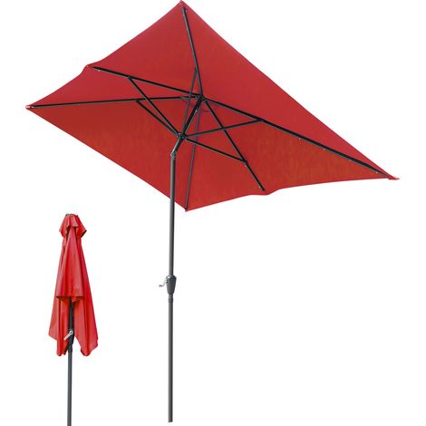 Wolketon Ombrellone rettangolare modulare 1,4 × 2,1 m – Ombrellone da balcone da assemblare, rosso
