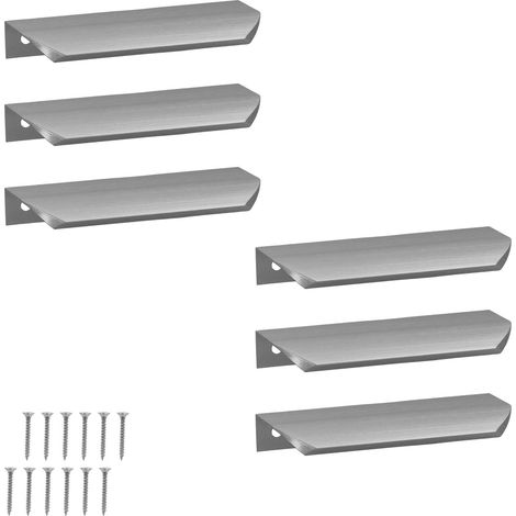 Poignée de meuble moderne en aluminium argenté, 148 mm, lot de 4 (1/5)