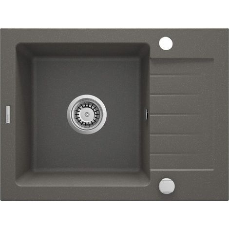 Lavello a vasca singola in granito con gocciolatoio, antracite metallizzato, acciaio, ZQZ T11A
