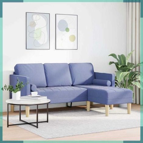 42001923 Ensemble de Canapés avec coussin Bleu denim Polyester (1/5)