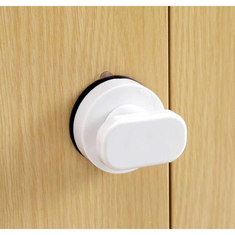 Trompette blanche Puissante poignée de tiroir miroir en verre avec ventouse pour réfrigérateur, salle de bain, douche et cuisine,