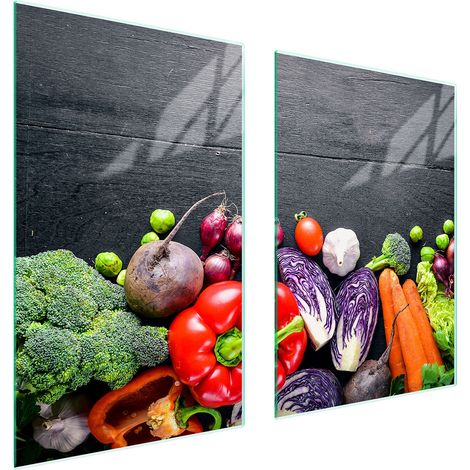 PLAQUE DE PROTECTION EN VERRE POUR CUISINE 65x52 LÉGUMES (1/5)