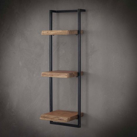 Etagère murale 30x25x100 cm en acacia massif et métal - ALONG