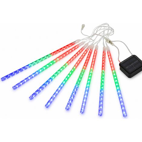 Guirlande LED Tubes Pluie de Météores Multicolore à Brancher pour Décoration Extérieure, Lot de 8 (1/5)