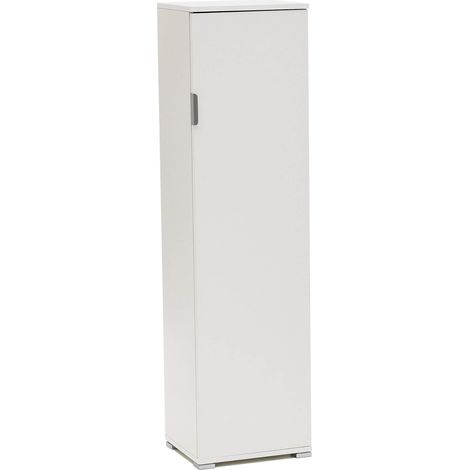Mobile Portascope Bianco 40x33x151 cm 1 Anta 3 Ripiani Regolabili