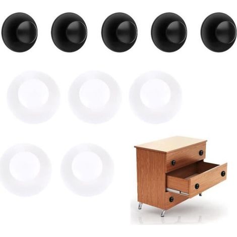 Poignée autocollante - Non spécifié - Lot de 10 - Noir et blanc - Plastique - Dimensions 3.621.7cm (1/4)