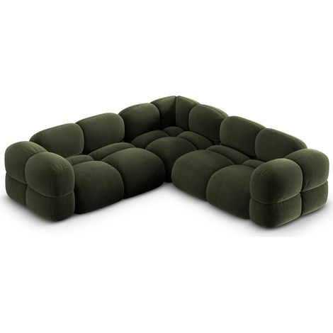Canapé d'angle 4 places en velours vert (1/5)