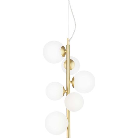 Ideal Lux PERLAGE 6 Light Globe Pendel-Deckenleuchte Messing (1/2)