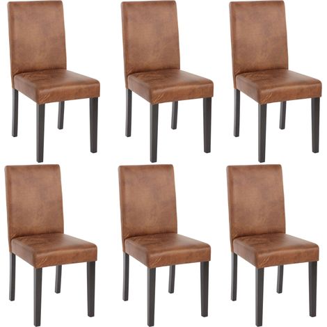 Lote de 6 sillas de comedor Silla de cocina Littau, textil, imitación de ante, patas oscuras