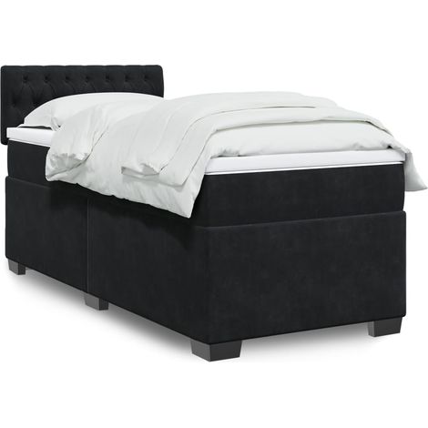 Boxspringbett mit Matratze Schwarz 90x190 cm Samt