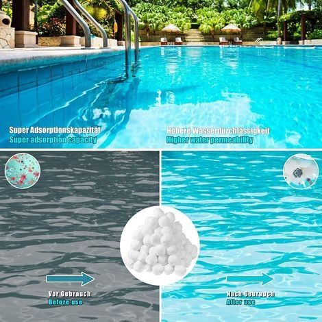 Filterkugeln, 800 g Poolfilterkugeln können 28,6 kg Filtersand ersetzen, geeignet für verschiedene Filtersysteme, Sandfilter (1/4)