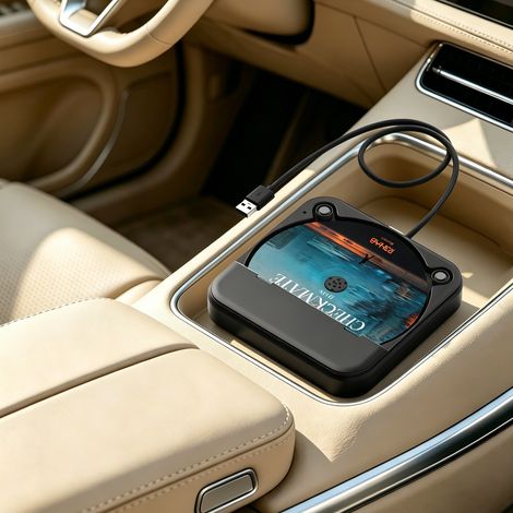 Tragbarer CD-Player USB, Externes CD-Laufwerk mit AUX & Fernbedienung, Kompatibel mit Auto, Laptop, PC (1/5)